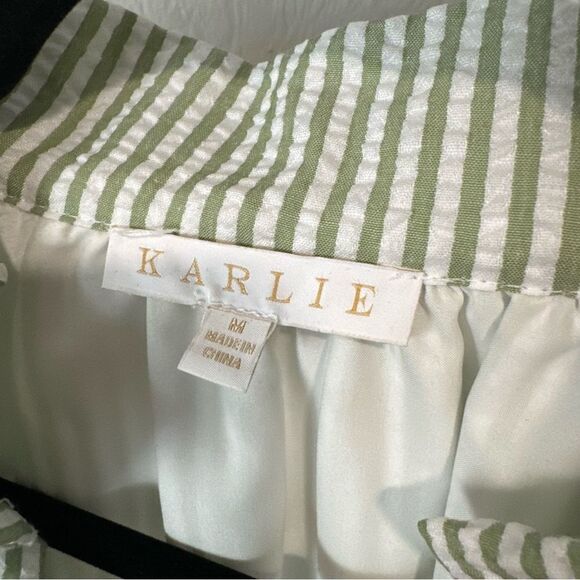 Revolve Karlie Green Mint Seersucker Stripe Ruffle Boho Dress - Picture 11 of 11